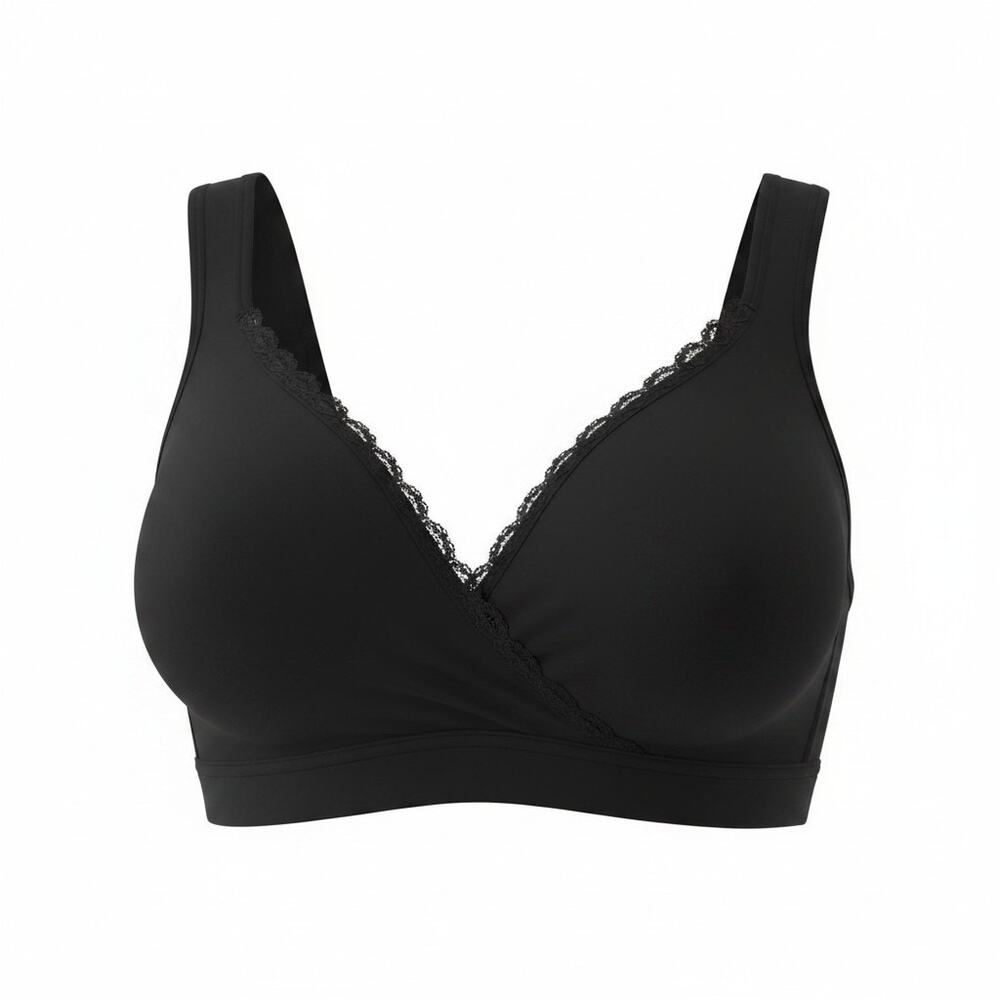 Fiona Front Closure Comfort Bra Women's XL Black Wireless Wrap Senior Easy Wear